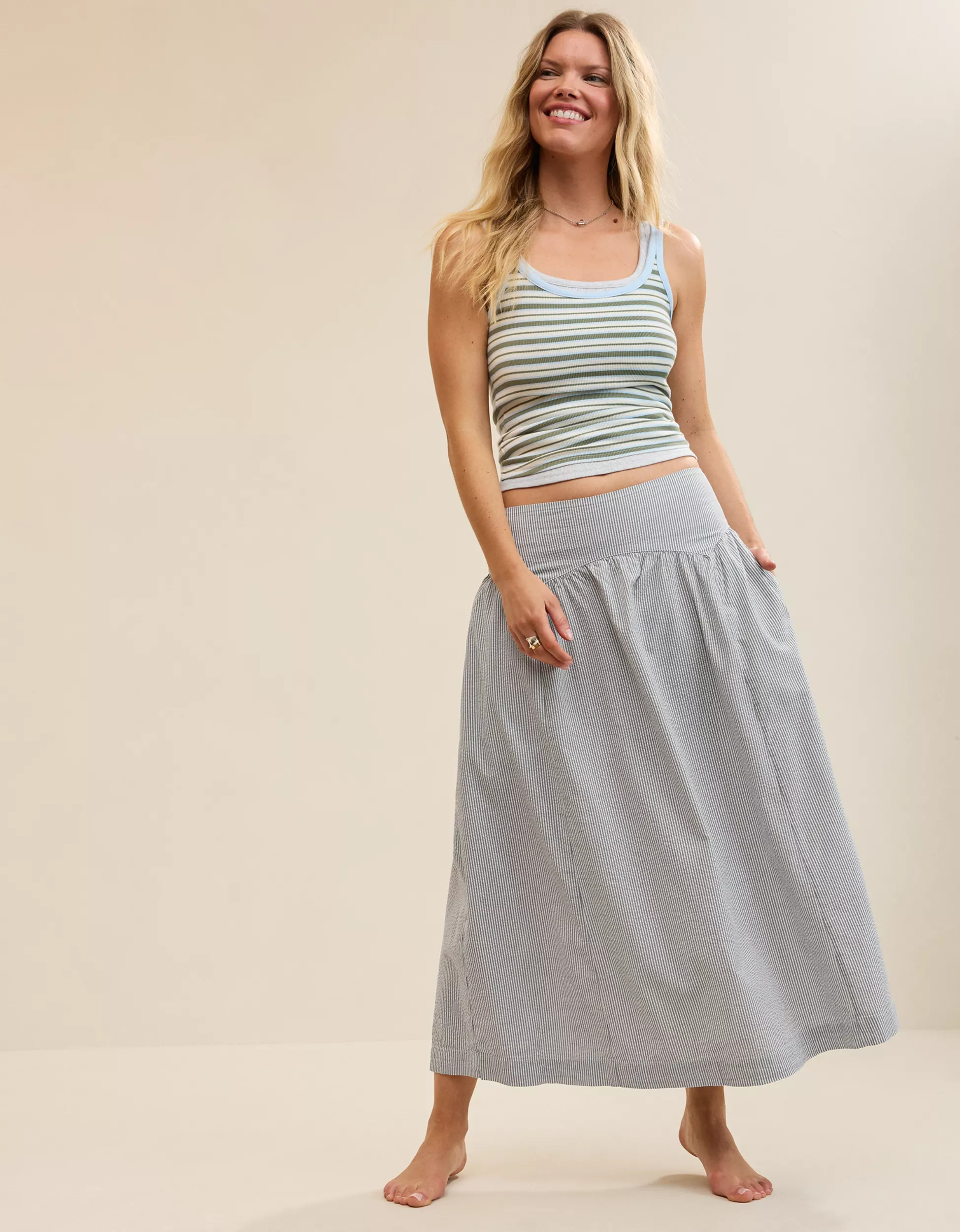 Aerie Seersucker Midaxi Skirt | American Eagle Outfitters (US & CA)