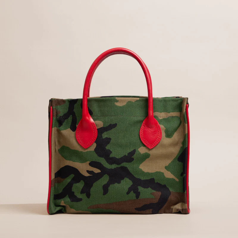 Parker - Camo Nylon with Red Leather Saddle Handle and Piping | Parker Thatch
