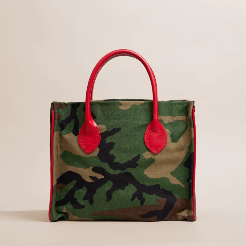 Parker - Camo Nylon with Red Leather Saddle Handle and Piping | Parker Thatch