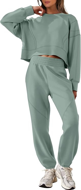 ANRABESS Womens 2 Piece Outfits Lounge Sets Cropped Sweatshirt & Joggers Fall Fashion Sweatsuit S... | Amazon (US)