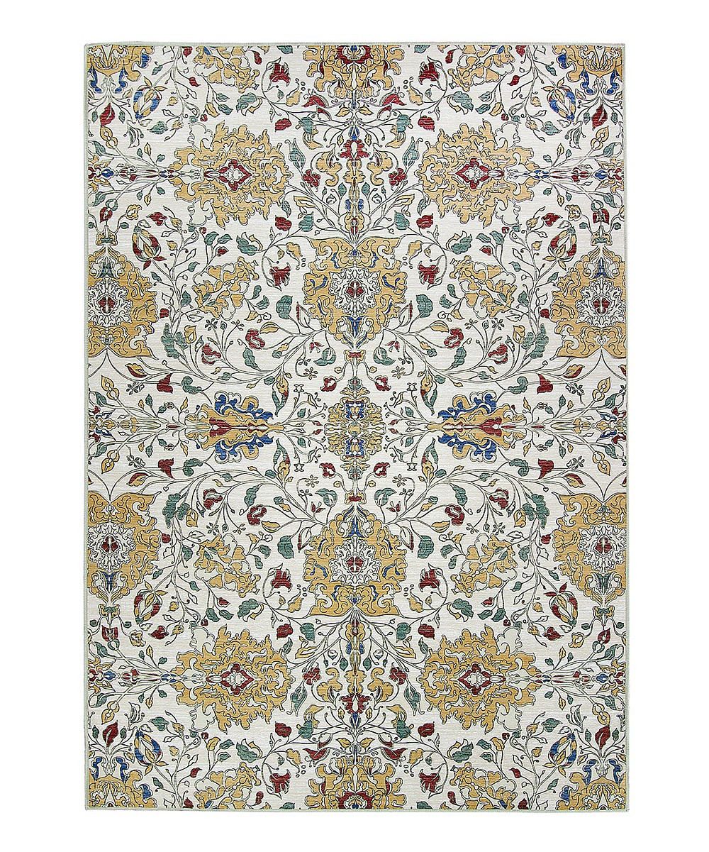 RUGGABLE Indoor Rugs Cream - Cream Floral Two-Piece Washable Rug System | Zulily