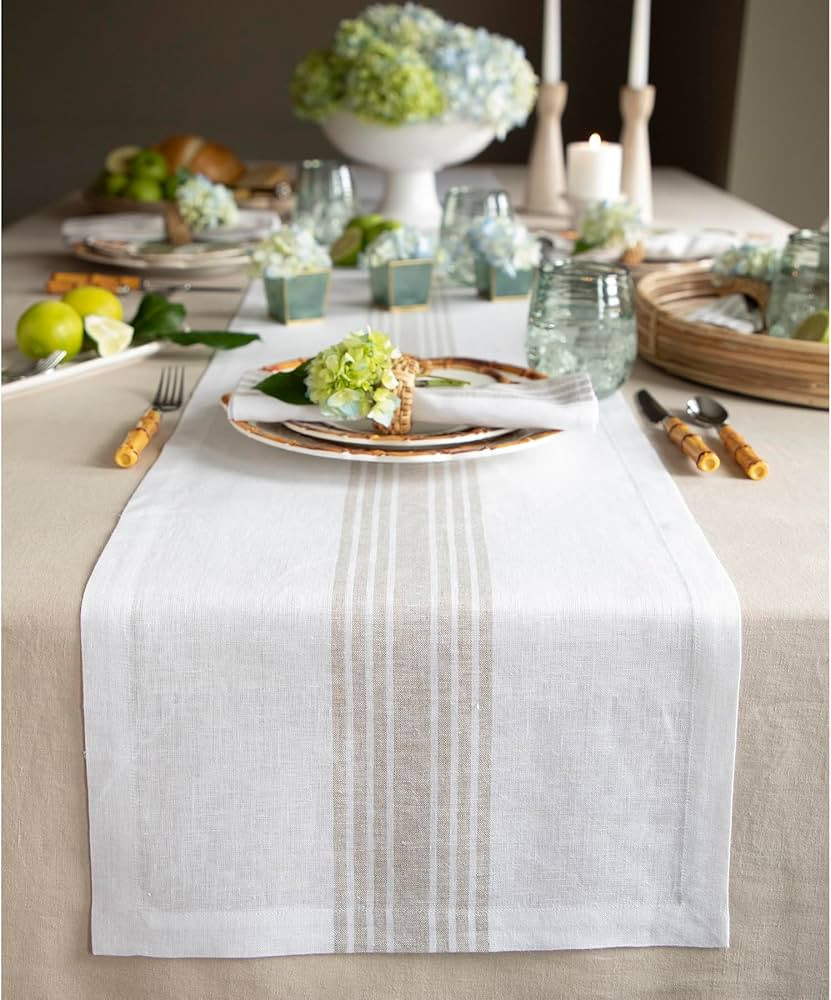 Solino Home Farmhouse Stripe Linen Table Runner 60 inches Long – 100% Pure Linen 14 x 60 Inch T... | Amazon (CA)