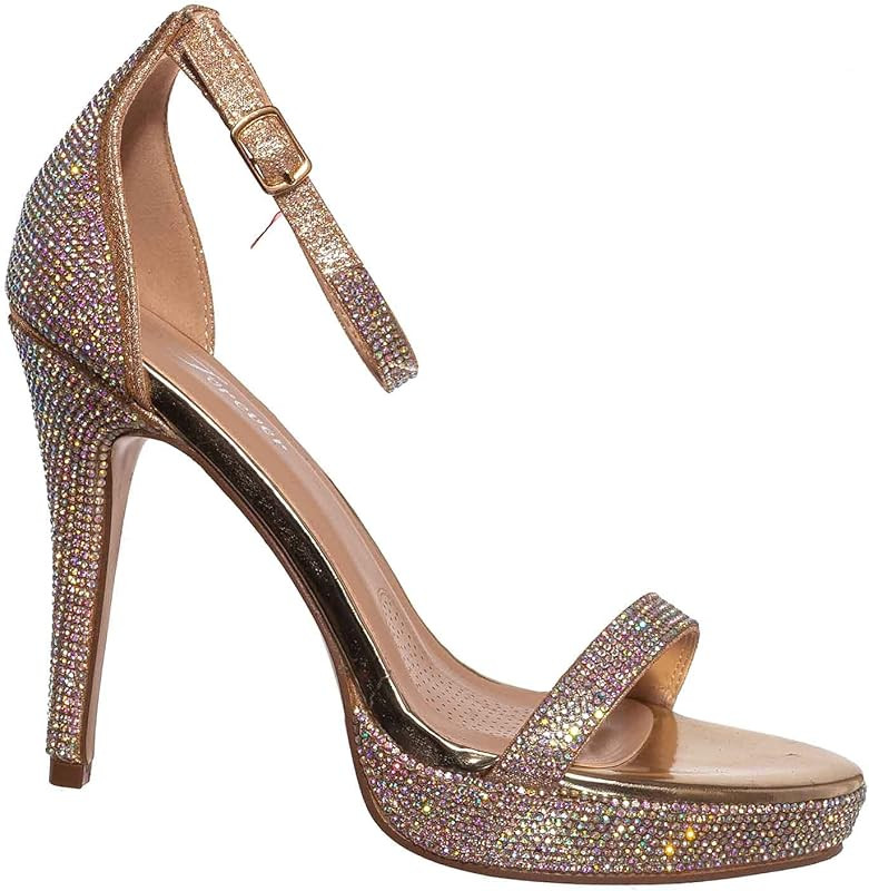 Aquapillar Rhinestone Crystal High Heel Sandal - Women Evening Dress Shoes | Amazon (US)