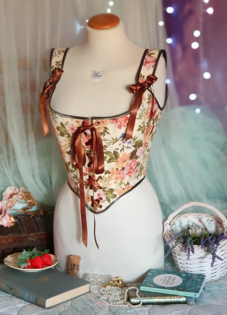 CUSTOM Cottagecore Renaissance Floral Corset Stays, Choose Between Different Fabric Patterns - Et... | Etsy (US)