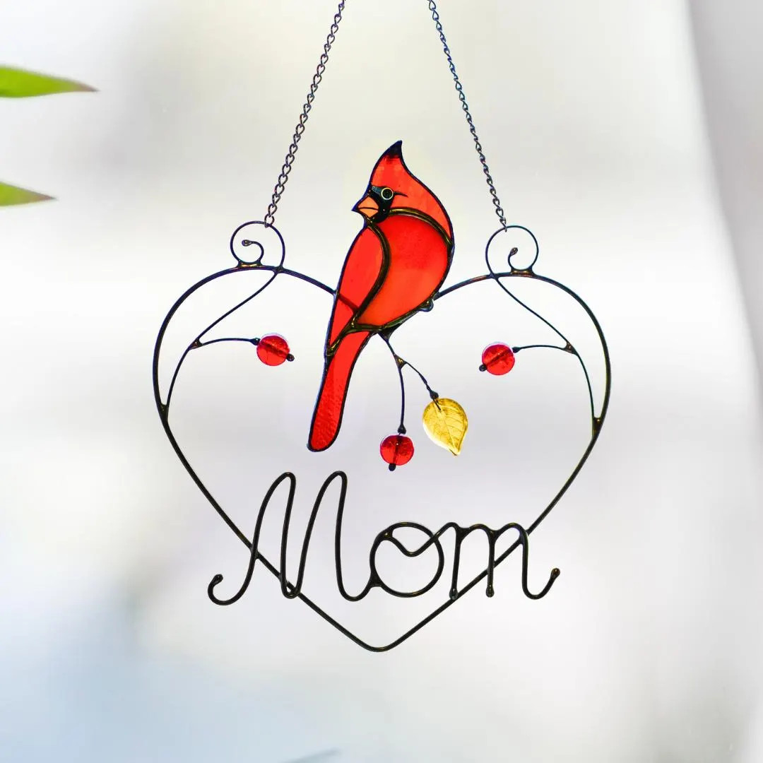 Cardinal Stained Glass Window Hangings Personalized Unique Gift for Mom Stained Glass Bird Suncat... | Etsy (US)
