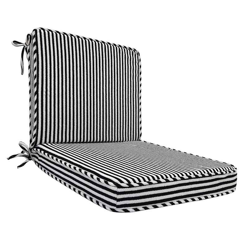 Black & White Terry Cloth Luxe Outdoor Hinged Cushion | At Home