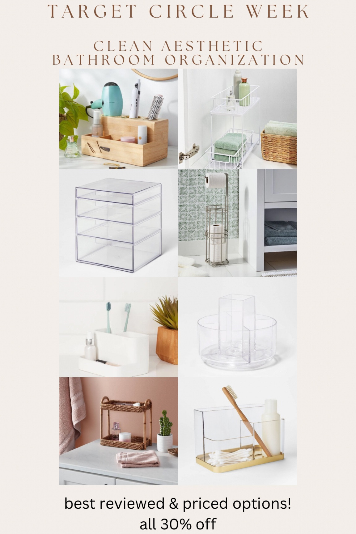 #ad Made a roundup of my favorite Target Circle Week ~clean aesthetic~ bathroom storage / organization deals!!! All 30% off!! 

@target @targetstyle #target #targetpartner
#targetcircleweek

Follow my shop @Jillianmerrill on the @shop.ltk app to shop this post and get my exclusive app-only content! #liketkit #LTKsalealert #LTKSeasonal #LTKxTarget

#LTKsalealert #LTKhome #LTKxTarget