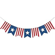 Uniwish American Flag Bunting Banner 4th of July Decorations, Patriotic Stars and Stripes America... | Amazon (US)
