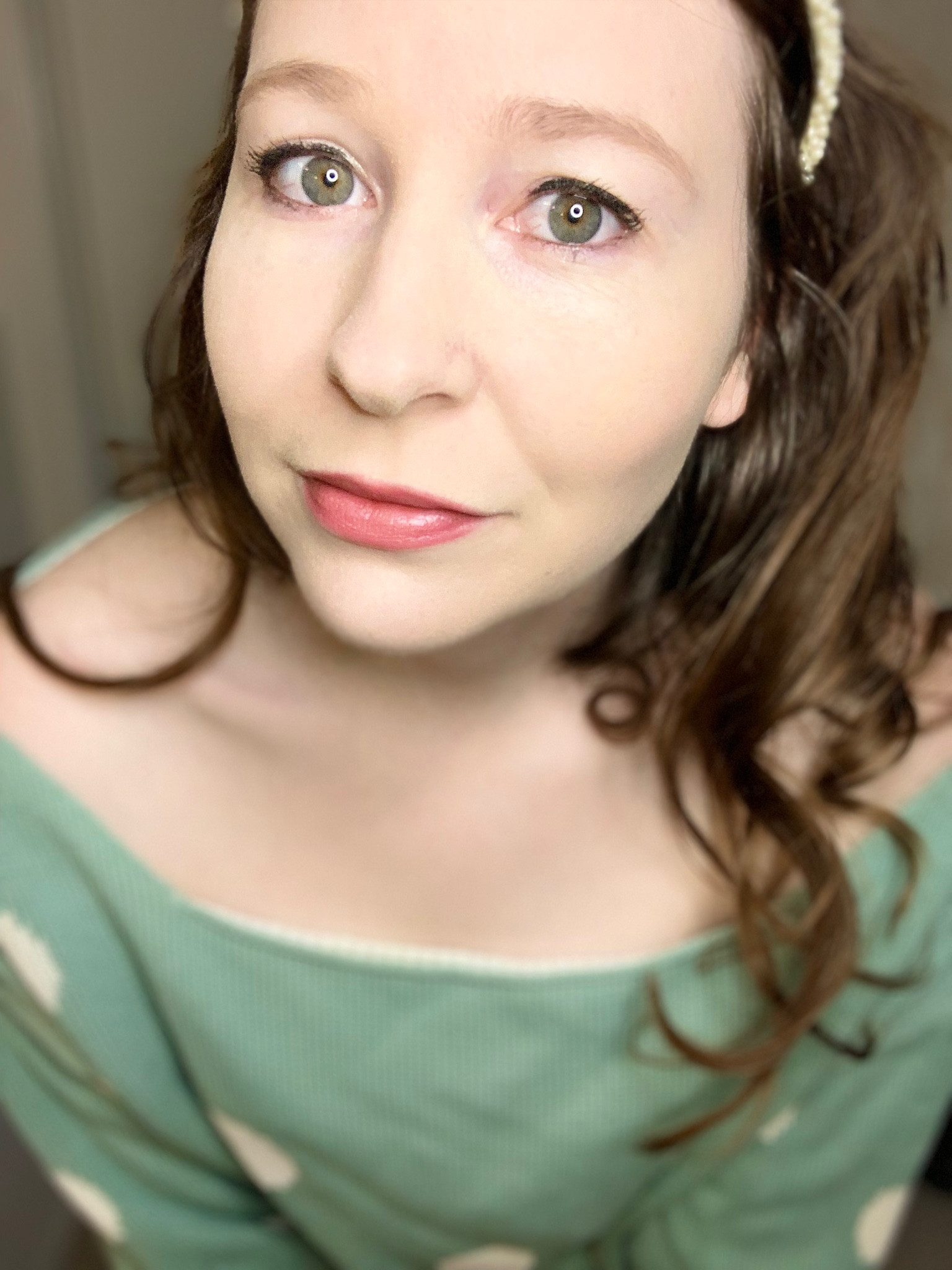 Pearl headband
Polka dot lounge set
Sweater
Off the shoulder 

#LTKunder100 #LTKstyletip #LTKunder50