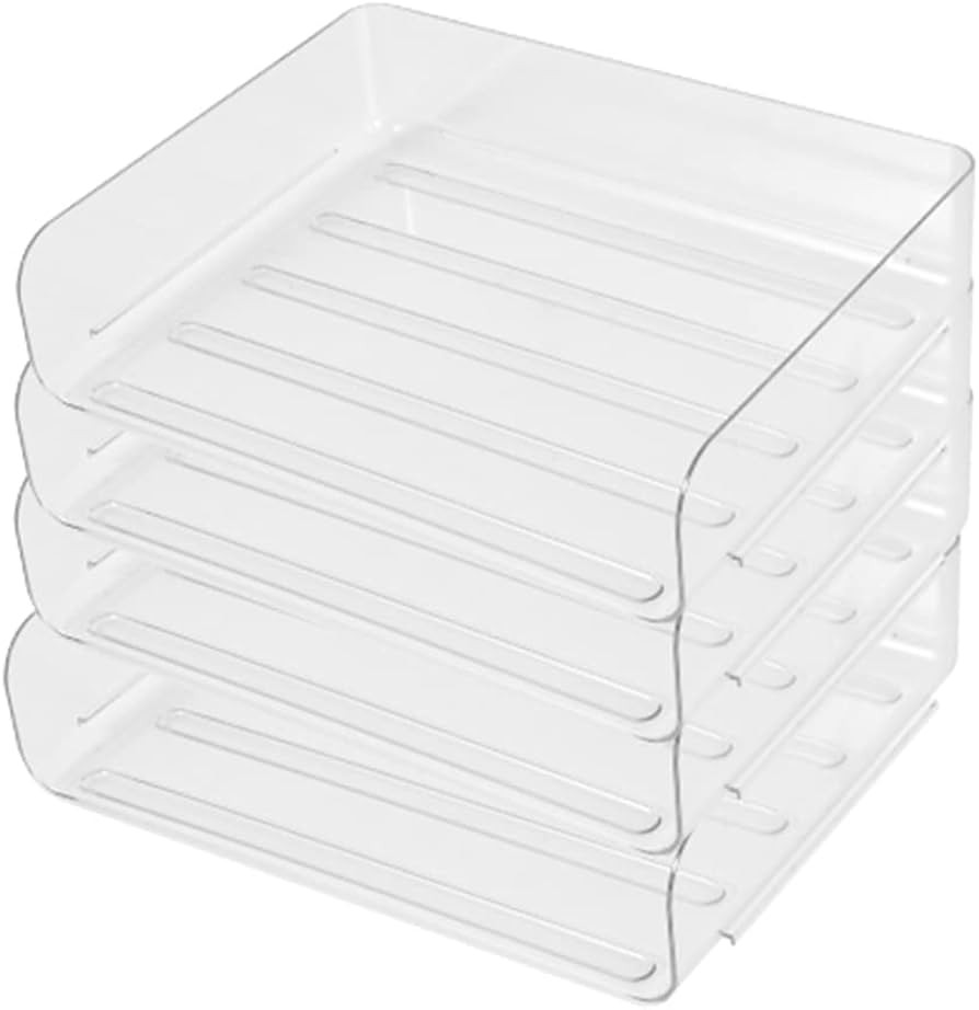 (4pcs Pack) HKeeper Stackable Clear Paper Trays. Desktop Racks,for Desk File Rack,Letter Tray,Acc... | Amazon (US)