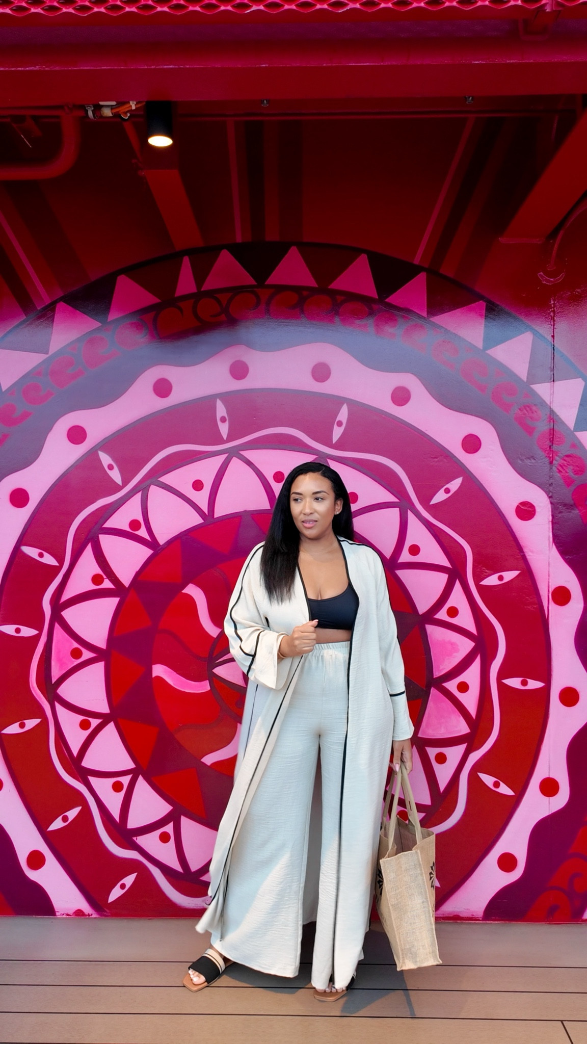 Vacation Outfit Idea
This is a 2-piece set that comes together. 
The pants have shorts lining underneath
And the long jacket is oversized.
I’m wearing a size small because the jacket is oversized. However I wish I was able to get the pants in a size medium because they fit a little snug in the hip area. Luckily the long jacket hides that.

#LTKStyleTip #LTKOver40 #LTKTravel