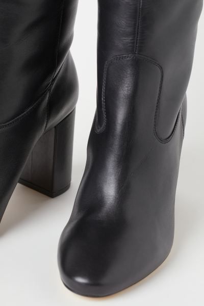 High-heeled Leather Boots - Black - Ladies | H&M US | H&M (US + CA)
