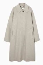 COLLARED DOUBLE-FACED WOOL COAT - LIGHT BEIGE MÉLANGE - COS | COS UK