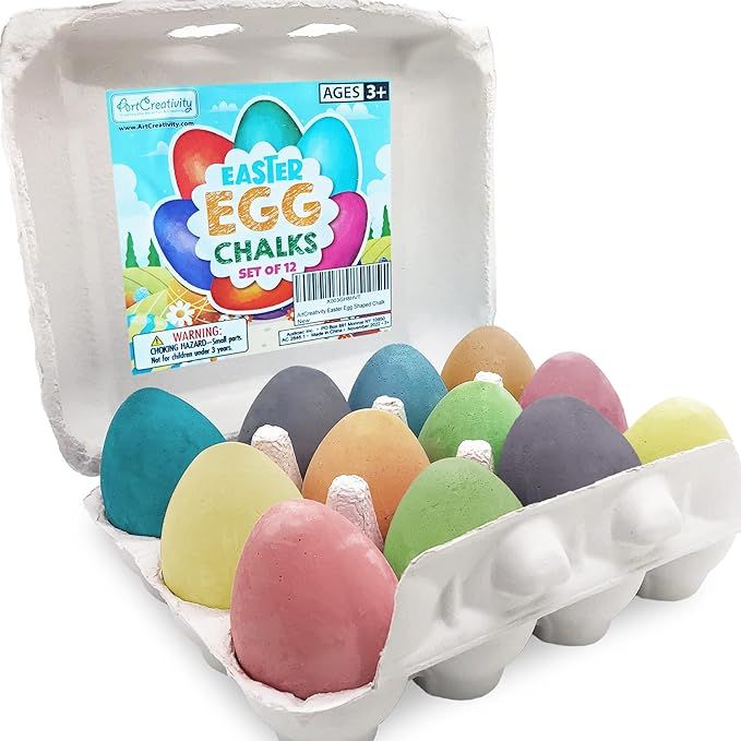 (12 Pack) Colorful Easter Sidewalk Chalk Egg for Kids Boys Girls, Chalk for Toddlers, Easter Bask... | Amazon (US)