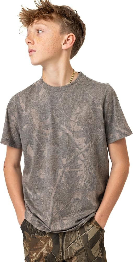 Realtree Kid's Faded Camo Jersey Knit Tri-Blend Ultra Soft Crew Neck Shirt - Limited Edition | Amazon (US)