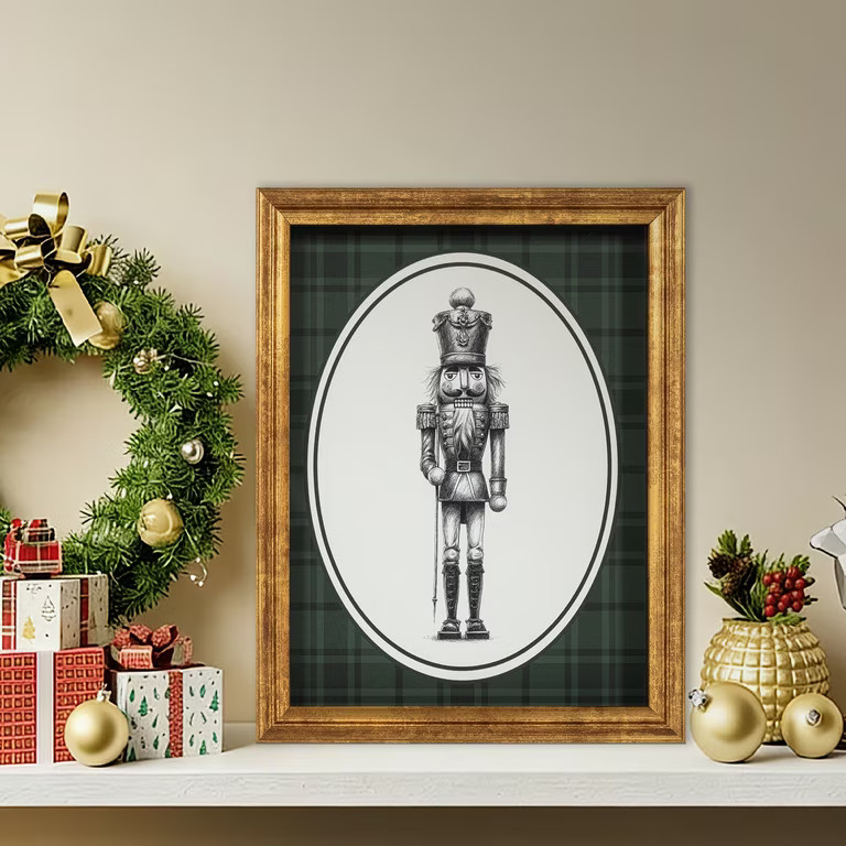My Texas House Nutcracker Print Framed Christmas Wall Art, Multicolor, 8" x 10" | Walmart (US)