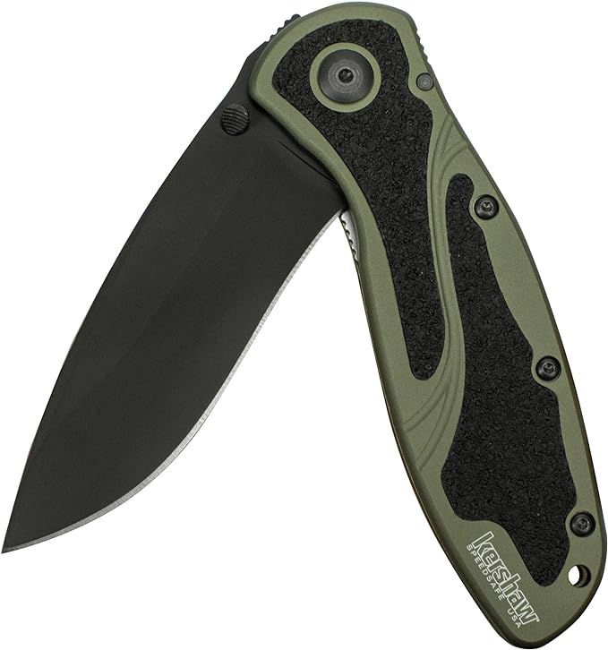 Kershaw Blur, Olive/Black Pocket Knife (1670OLBLK); 3.4” Black Cerakote Coated 14C28N Steel Bla... | Amazon (US)