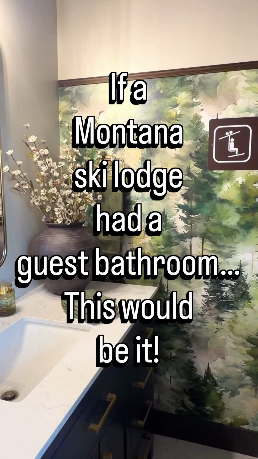 When we started, this guest bath was a clean slate. We wanted it to be an extension of the guest suite, with the same colors and aesthetic. Loving how this turned out with the upscale mountain retreat, cabin vibe. 

 #LTKHome