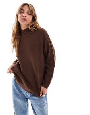 Threadbare high neck oversized jumper in dark brown | ASOS (Global)