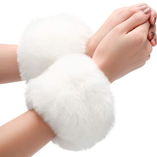 SATINIOR Faux Fur Short Wrist Cuff Winter Wrist Cuff Warmers Fuzzy Wrist Cuff for Women Girls Fav... | Amazon (US)