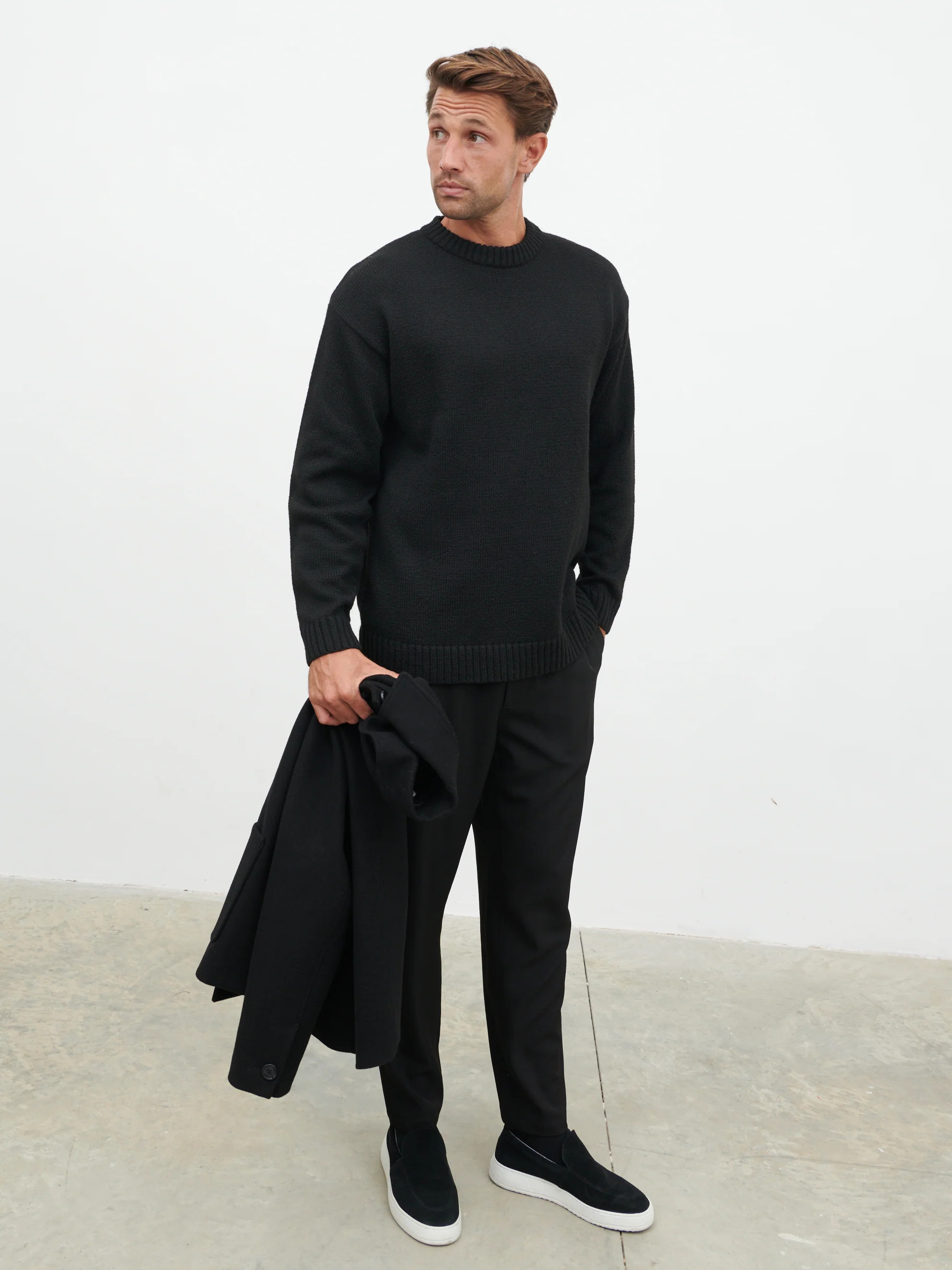 Banks Crew Neck Knit Jumper - Black | NOBL