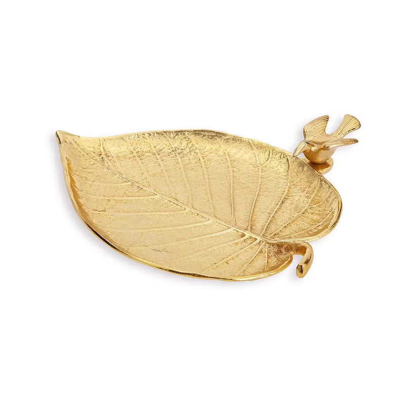 Classic Touch Gold Leaf Tray with Bird | Target