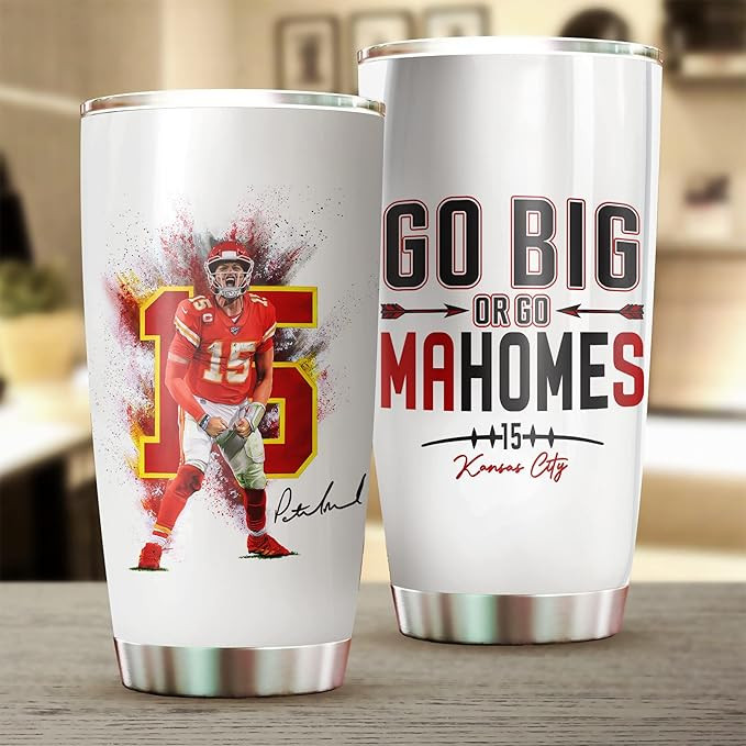 Patrick Mahomes II Tumbler - Go Big Or Go Mahomes - Coffee Tea Mug Insulated Tumbler With Lid - B... | Amazon (US)