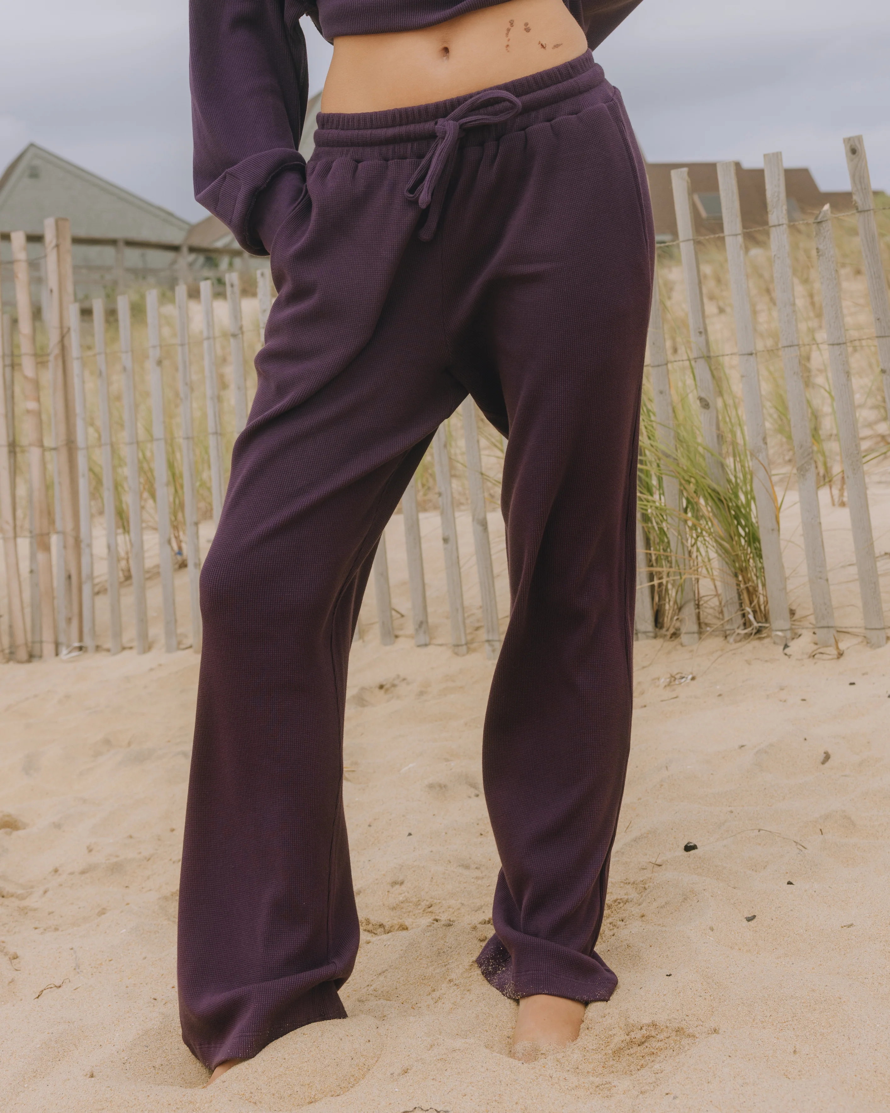 Thermal Resort Pants - Plum with Monochrome Patch | Daily Drills LLC