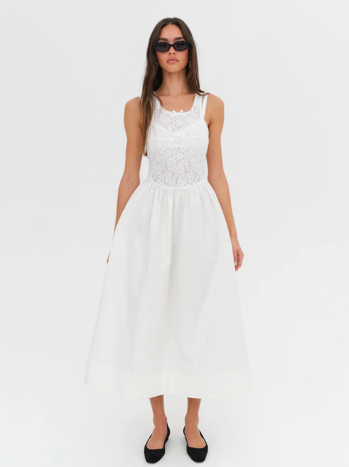 Mandy Midi Dress — White | For Love & Lemons