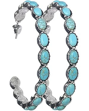 Turquoise Bohemian Metal Hoop Fashion Earring | Amazon (US)