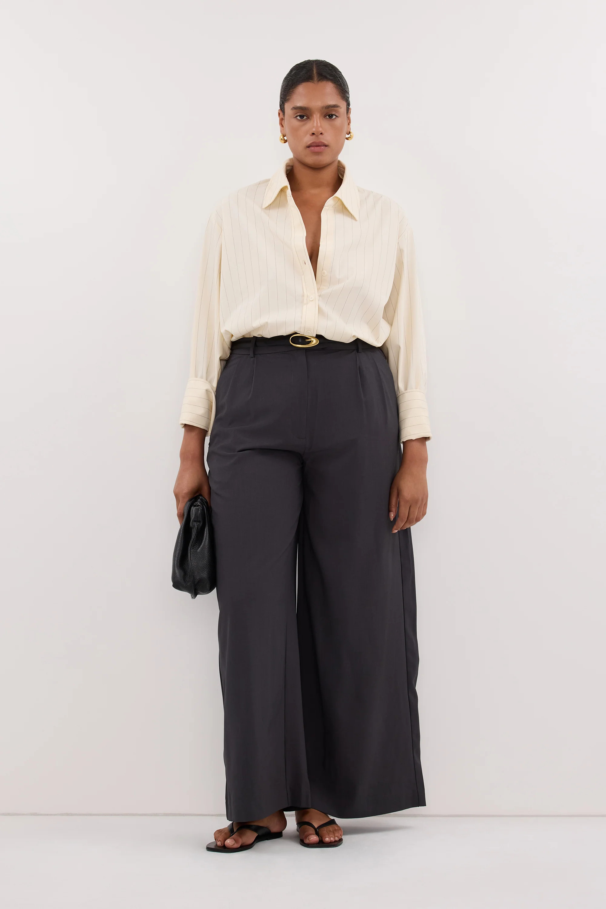 SIAN CREAM PINSTRIPE SLEEVED SHIRT | DISSH
