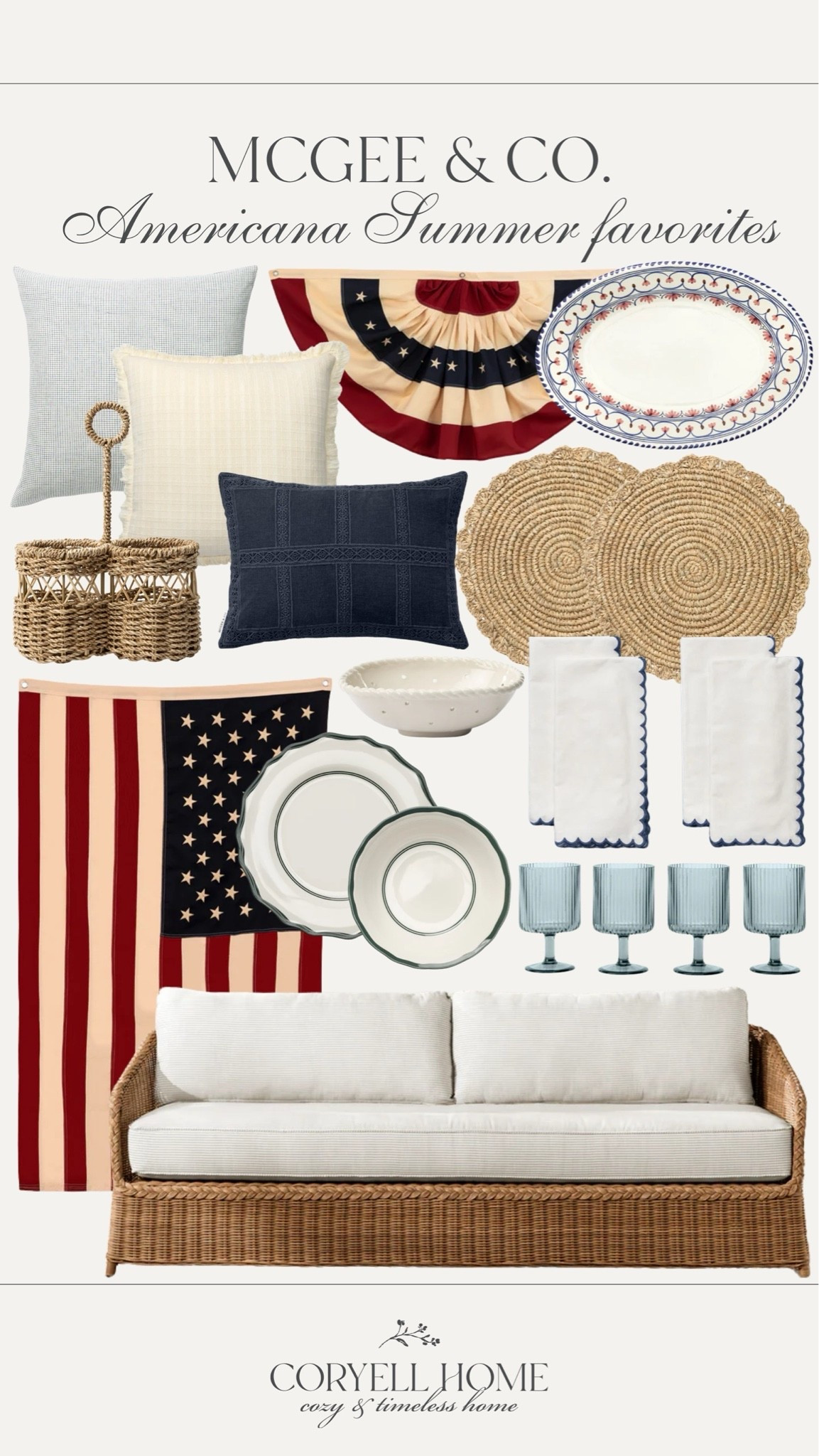 McGee & Co Americana summer favorites 🇺🇸 I absolutely love these touches of red, white, and blue home decor pieces for the summer season. I can’t wait to host all summer long! ☀️