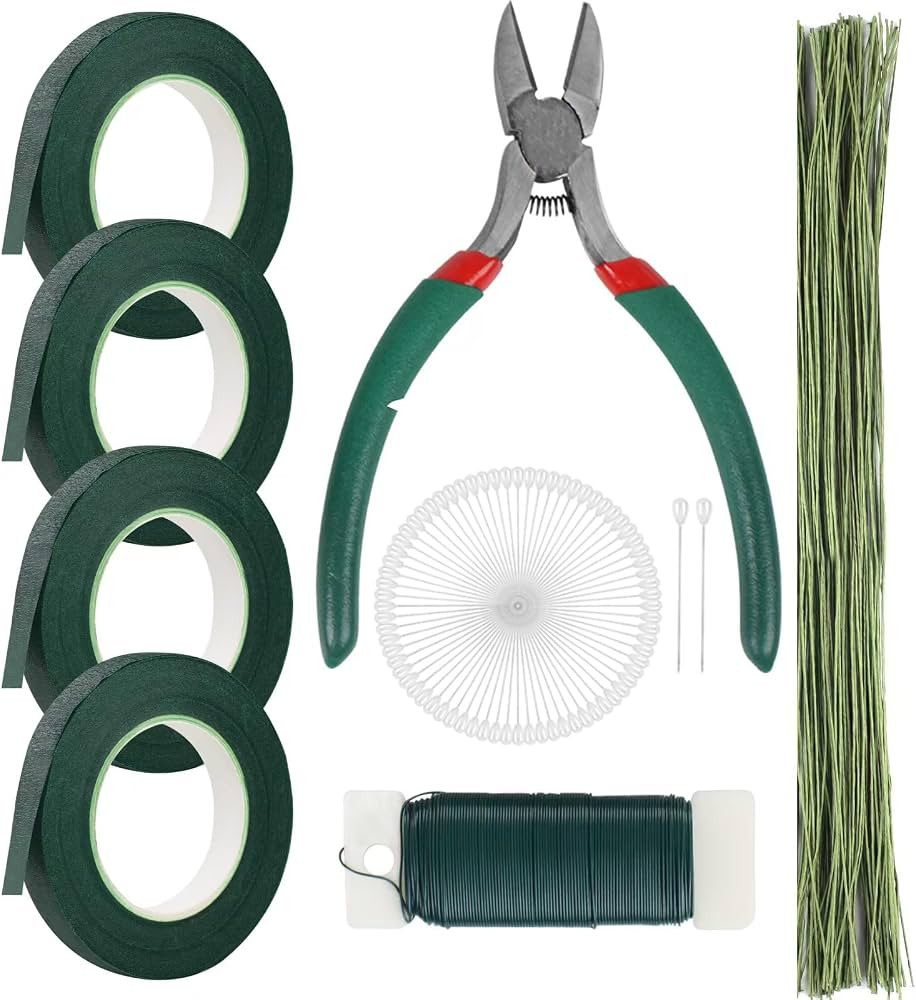 GardEasy Floral Arrangement Kit with Green Tape and Wire, 26 Gauge Stem Wire and 22 Gauge Paddle ... | Amazon (US)