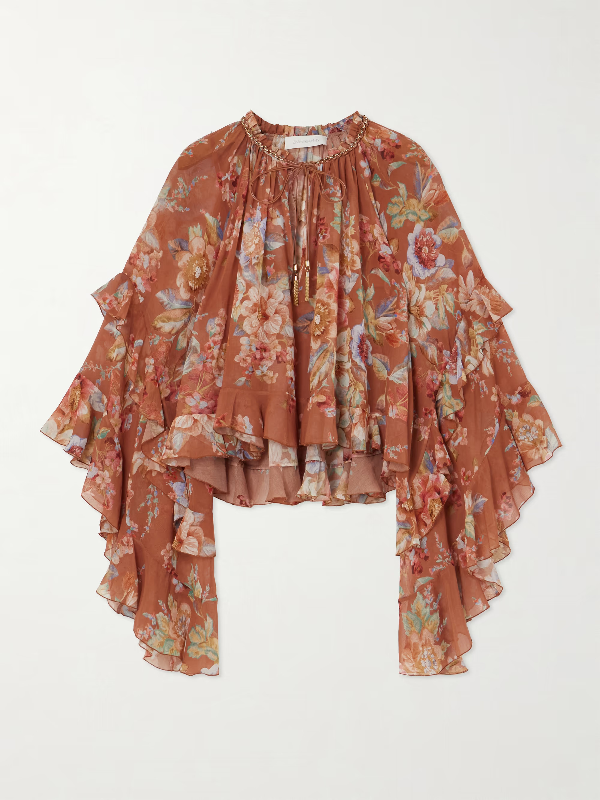 Awaken ruffled floral-print cotton and silk-blend crepe de chine blouse | NET-A-PORTER (US)