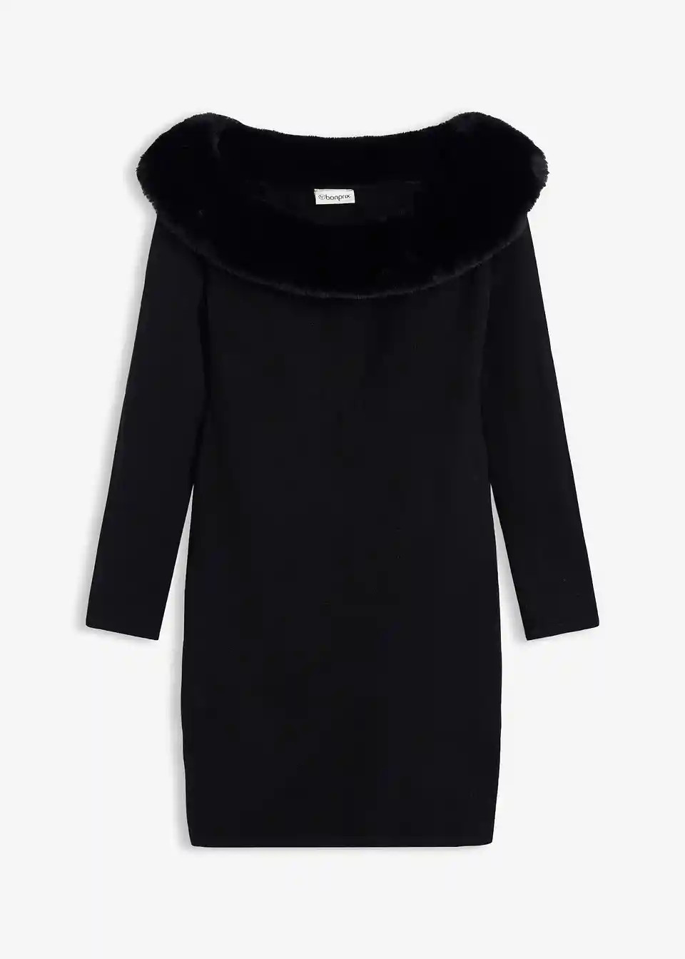 Strickkleid mit Fellimitat-Besatz | Bonprix DE