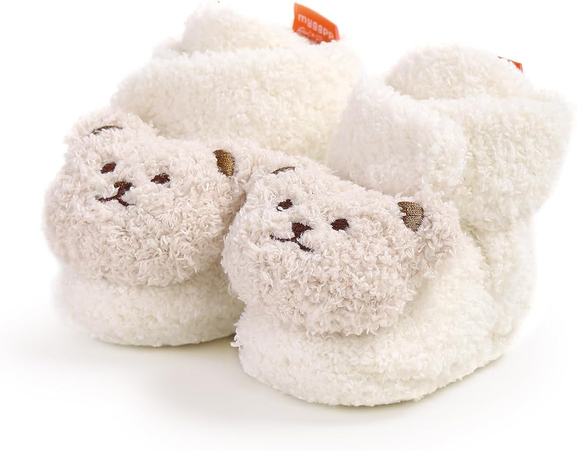 E-FAK Newborn Baby Cozy Fleece Booties with Grippers Winter Slippers Socks Soft Sole Stay On Infa... | Amazon (US)