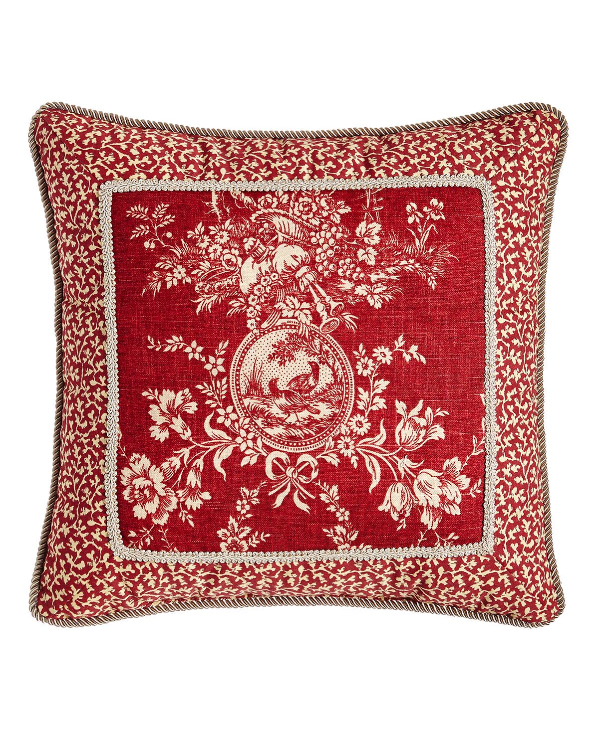 French Country Pillow w/ Toile Center, 19"Sq. | Horchow
