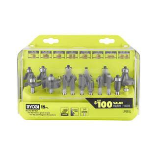 RYOBI Shank Carbide Router Bit Set (15-Piece) A25R151 - The Home Depot | The Home Depot