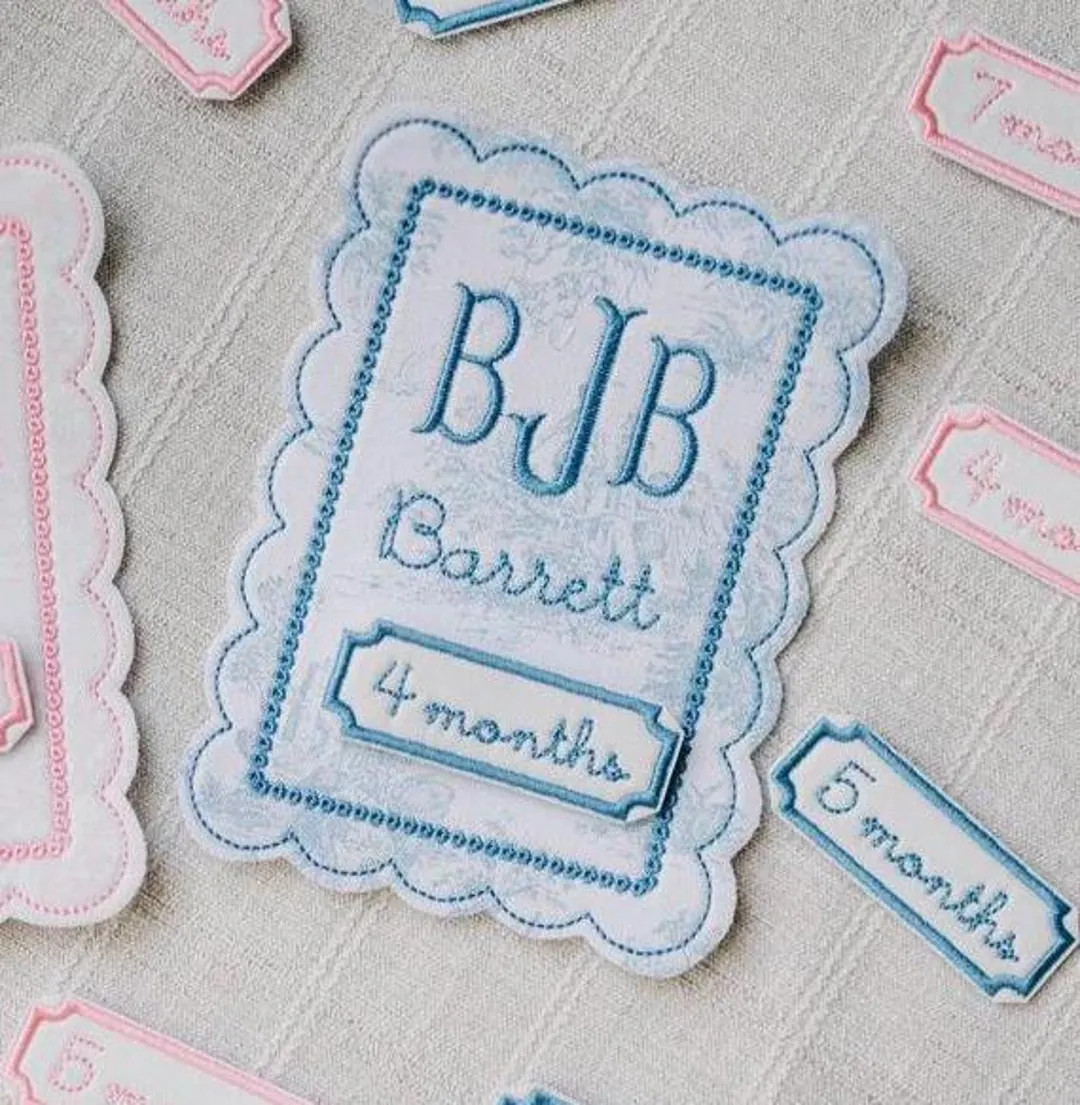 Blue Toile Baby Milestone Keepsake – Personalized Grandmillennial Baby Boy Gift | Custom Baby N... | Etsy (US)