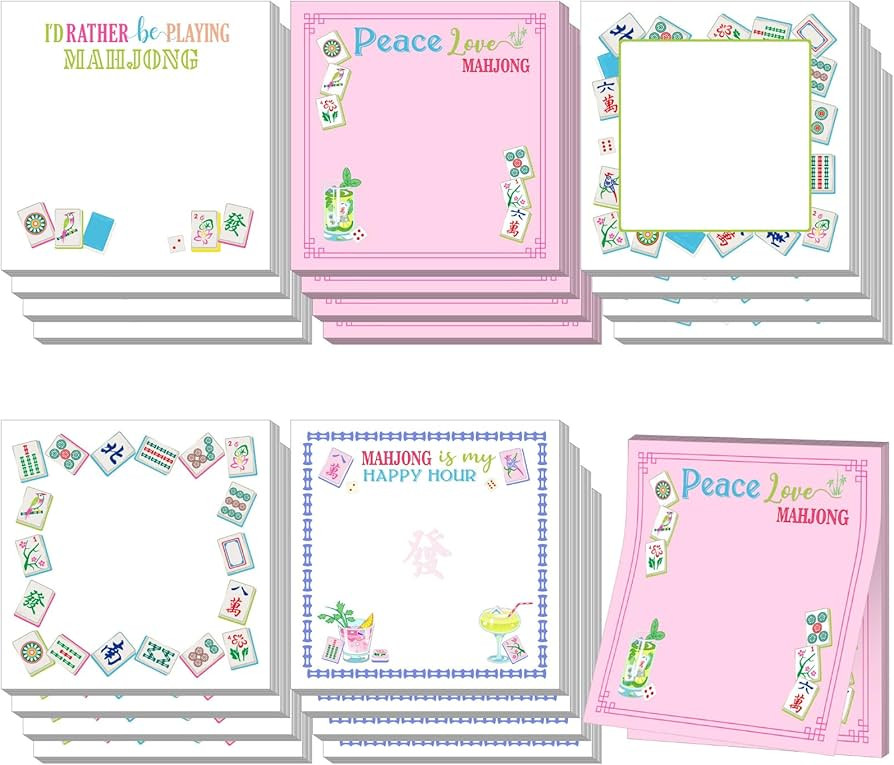Gueevin 20 Pcs Mahjong Sticky Notes Pads Mah Jong Lovers Gifts for Christmas Birthday Mahjong Par... | Amazon (US)
