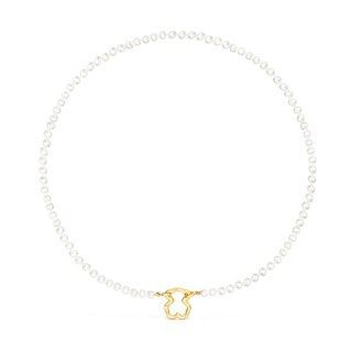Gold Hold Bear Necklace with Pearls | TOUS USA