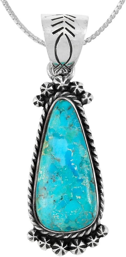 Turquoise Necklace 925 Sterling Silver Pendant & 20" Chain | Amazon (US)