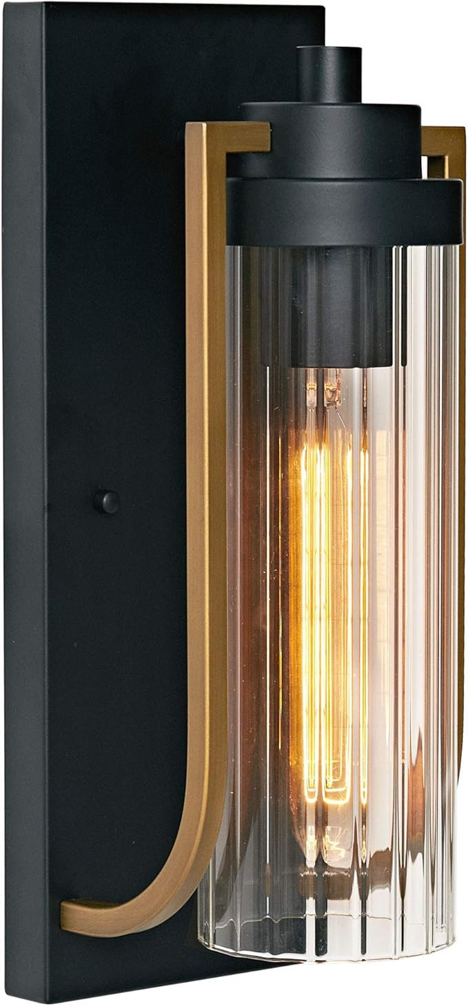 MOTINI Outdoor Wall Light Fixtures Black and Gold Aged Brass Exterior Wall Lantern Sconce Lightin... | Amazon (US)