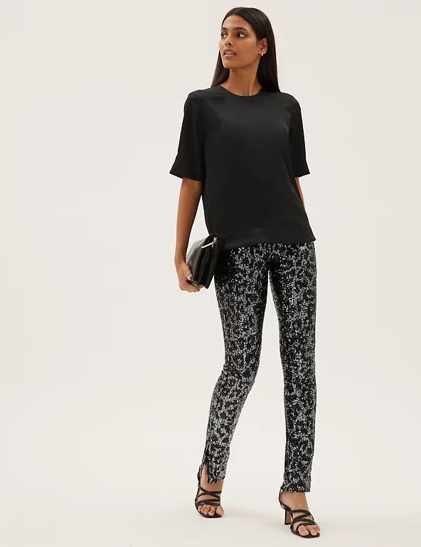 Animal Print Sequin Skinny Trousers | M&S Collection | M&S | Marks & Spencer (UK)