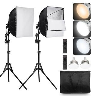 16 x 16 in. Softbox Lighting Kit, 45W LED Bulbs, Adjustable 3000-6500K, Tripod Stand, Remote Control for Studio Portrait | The Home Depot