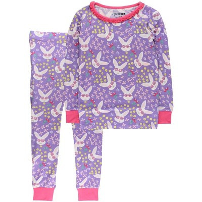 RuffleButts Girls Viscose from Bamboo Ruffle Long Sleeve Pajama Set - Purple Sunny Bunnies, 9/10 | Target