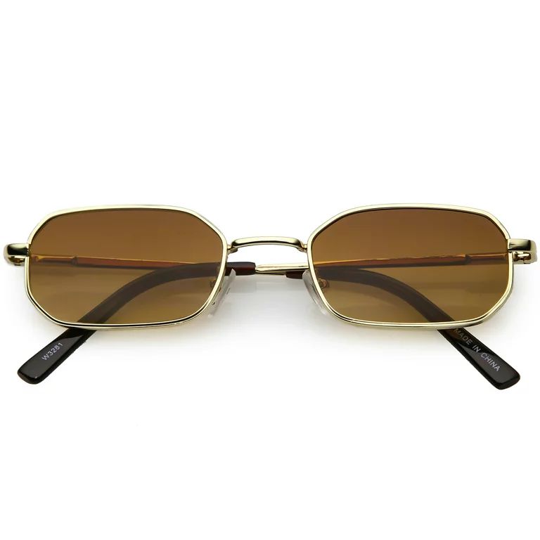 Extreme Small Metal Rectangle Sunglasses Thick Frame Flat Lens 48mm (Gold / Amber) | Walmart (US)