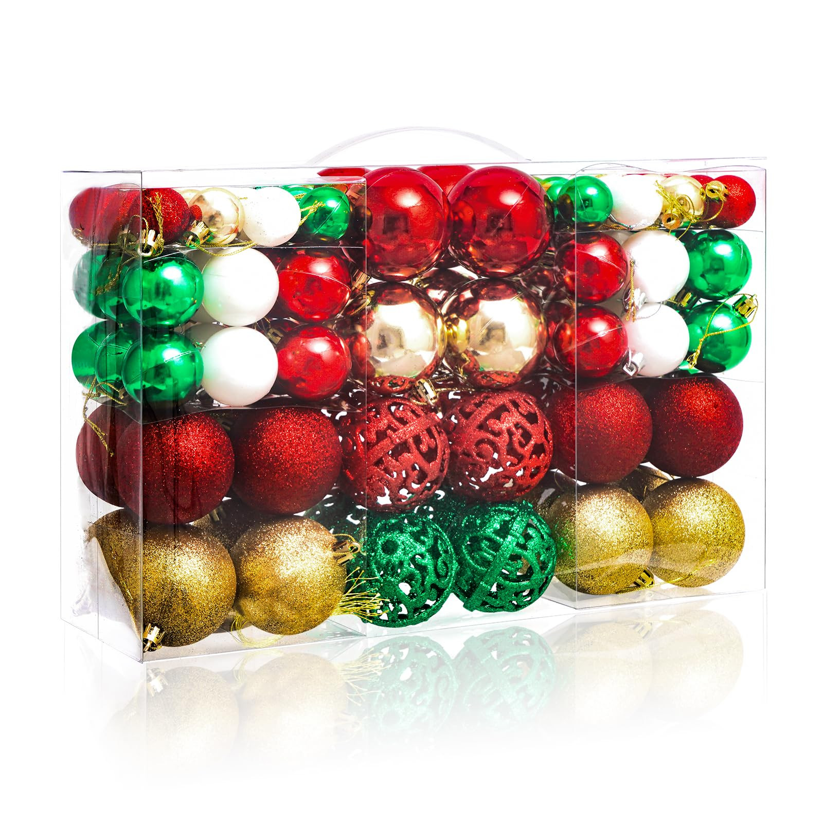 100PCS Christmas Tree Balls Ornaments, Christmas Ball Ornaments for Christmas Tree, Shatterproof Hanging Christmas Tree Decorations (Gold+Red+Green+White) | Amazon (US)