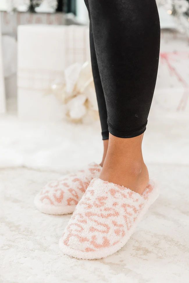 All The Snuggles Pink Leopard Print Slippers DOORBUSTER | Pink Lily