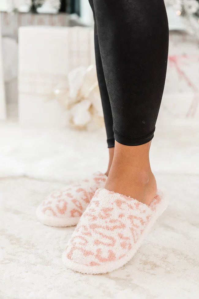 All The Snuggles Pink Leopard Print Slippers DOORBUSTER | Pink Lily